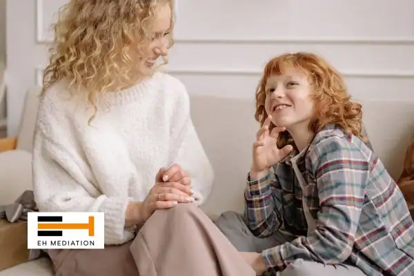 Happy mother and child after sorting child arrangements mediation Driffield
